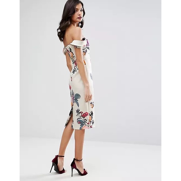 NWT ASOS Fold Detail Bardot Scuba Pencil Dress - Picture 4 of 7